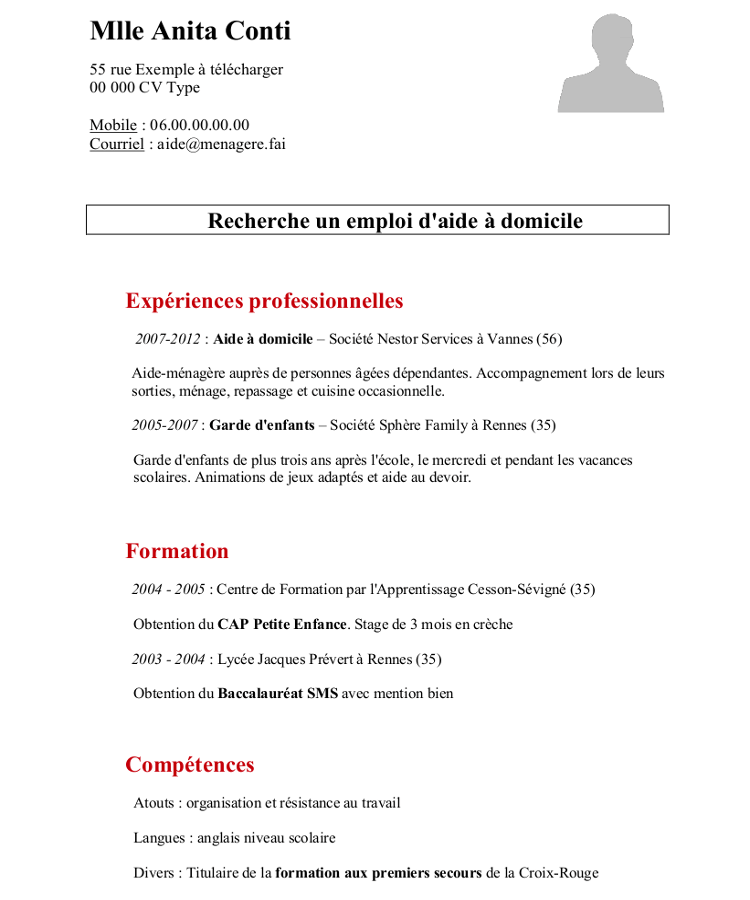 travail a domicile word