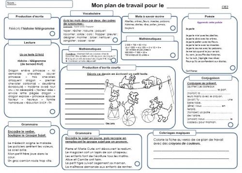 travail a la maison ce2