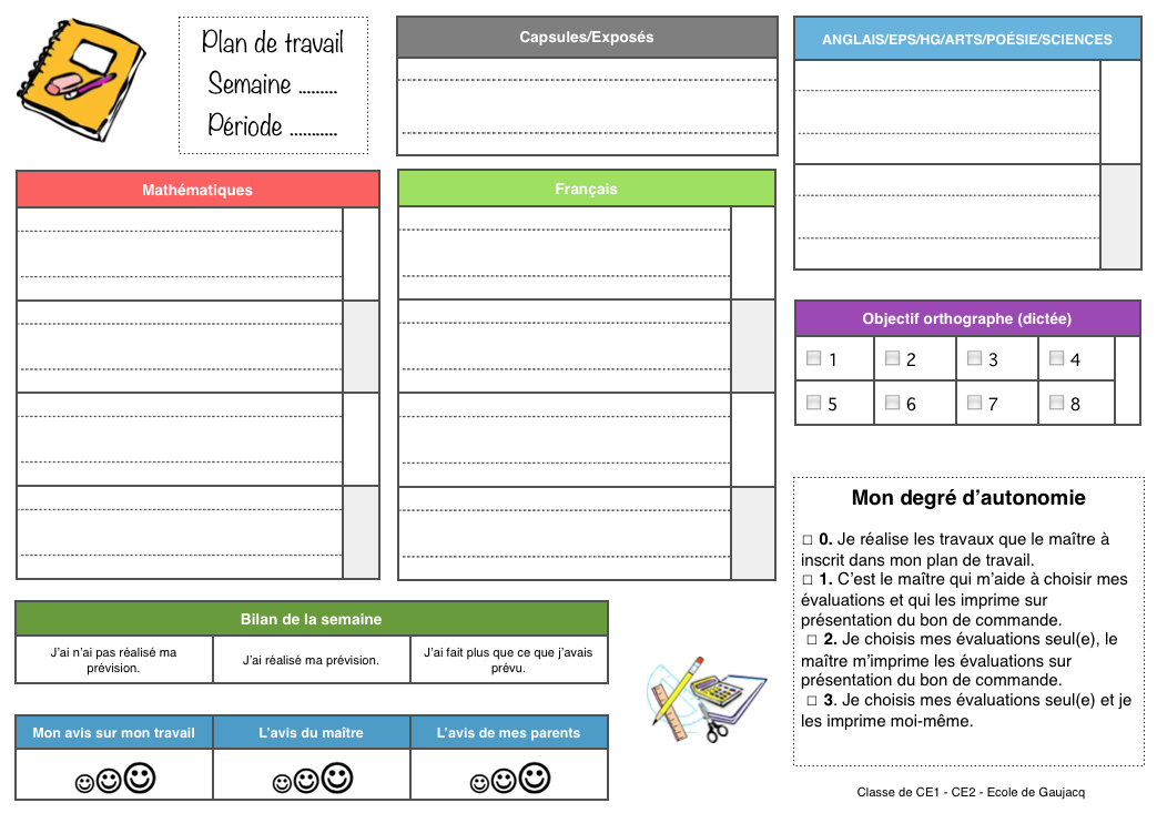 travail a la maison ecole primaire