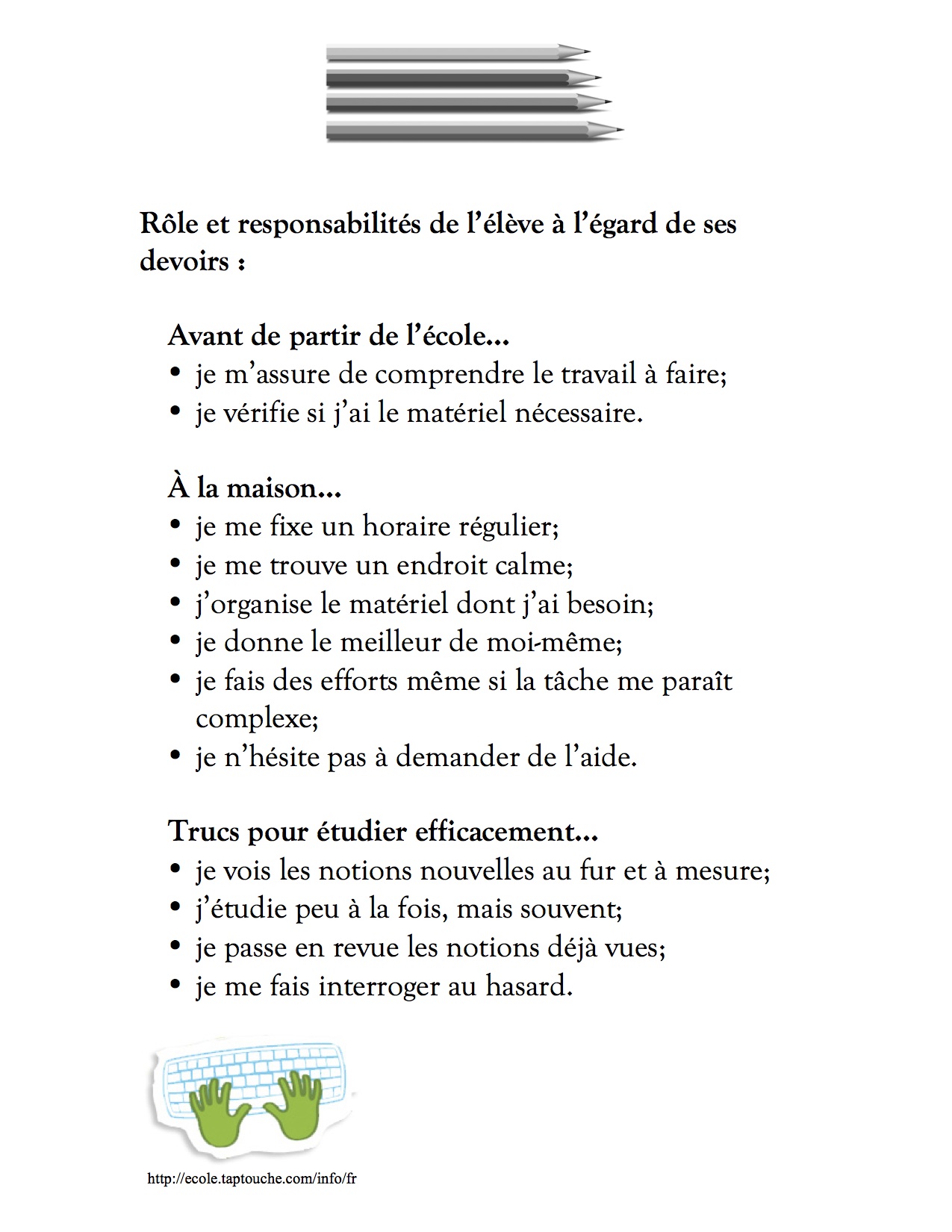 travail a la maison ecole
