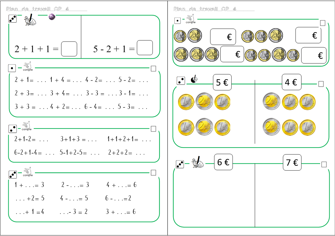 travail a la maison en cp