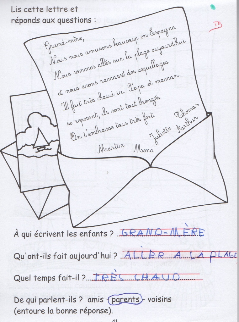 travail a la maison en cp